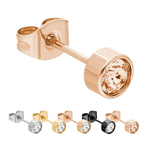 Max Palmer - Ohrstecker mit Swarovski Kristall [17.] Stecker: rosegold | Kristall: pfirsich | Kristall: 3mm