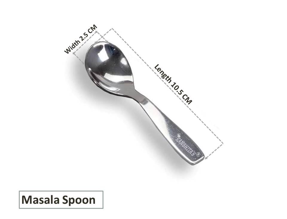 Image of Kanshita's Rasoiware Silver Stainless Steel Mini Masala Spoons | 10.5 cm Small Serving Spoon for Spice Jars, Tea & Sugar Containers | Set of 12