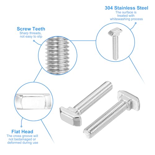 PATIKIL M8x45 Hammerkopfschraube T-Schraube, 15 Stück T-Nut Einsteckschraube Hammerkopfschrauben für 4040er Serie Europäisches Standard-Aluminiumprofil