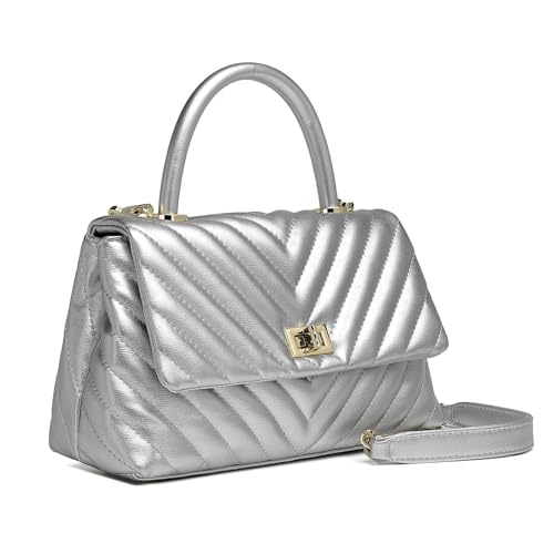 Image of ER.Roulour Quilted Crossbody Bags for Women, Trendy Roomy Shoulder Handbags with Flap Gold Hardware Chain Purses Shoulder Bag