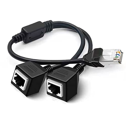 RJ45 Network Splitter Adapter Cable, Sartyee RJ45 1 Male to 2 Female Socket Port LAN Ethernet Network Splitter Y Adapter Cable Suitable for Super Category 5 Ethernet, Category 6 Ethernet and More