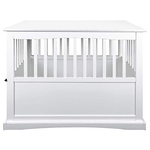 Casual Home Wooden Large Pet Crate, End Table, White - Image 8