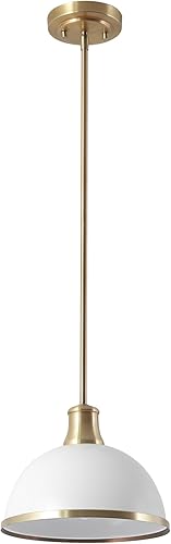 Miniatura 10 de Globe Electric 60824 Colgante de 1 luz, blanco mate, detalles de latón mate, isla de cocina, cafetería, decorativo, lámpara colgante de techo,