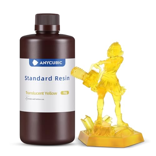 Image of ANYCUBIC 3D Printer Resin, 405nm SLA UV-Curing Resin with High Precision and Quick Curing & Excellent Fluidity for LCD 3D Printing (Clear Yellow, 1kg)