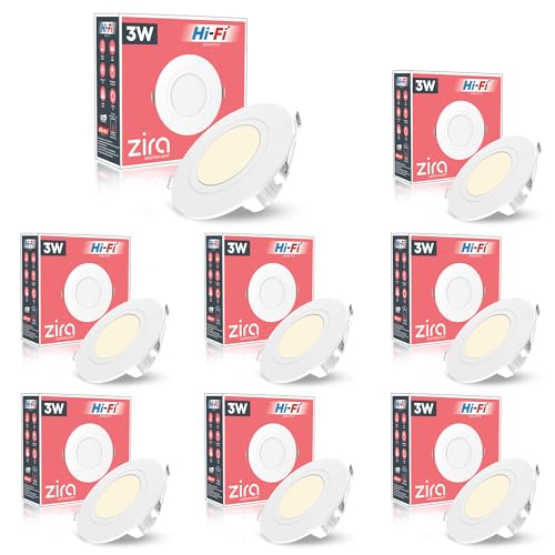 Image of elleys' ZIRA 3W LED Down Light (Warm White Light) Round Recessed Ceiling LED Light | Cut Out- 45 mm | BIS Certified & 4KV Surge Protection pop Lights for Ceiling (3W, Pack of 8)