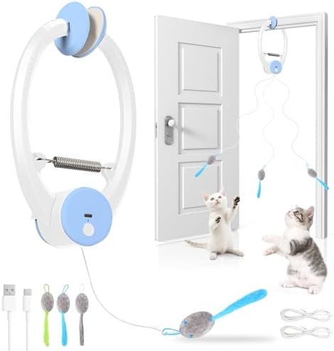 Interactive Cat Toys for Indoor Cats, Automatic Electric Cat Bird Toy for Cats, Best Kitten & Adult Cat Enrichment Mice & Animal Toy Hanging Door Toys
