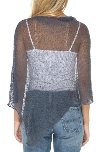 Image of SHU-SHI Womens Sheer Knit Poncho Shrug Lightweight Cover Up One Size Fits Most