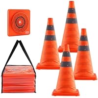 VEVOR Sicherheitskegel Verkehrshütchen, 4 STK. Zusammenklappbare Verkehrskegel, 245 x 245 mm Baukegel mit Reflektierenden Kragen, Warnkegel mit Aufbewahrungstasche, Verkehrskontrolle, Parkplätze