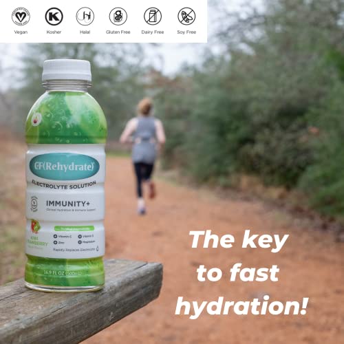 Cf Nutrition Cf(Rehydrate) Immunity+ Electrolyte Solution, Clinical Hydration & Immune System Support, Includes Zinc, Magnesium, Vitamin C, & Vitamin D, Kiwi Strawberry, 16.9 Fl Oz (Pack Of 2) #TOP4