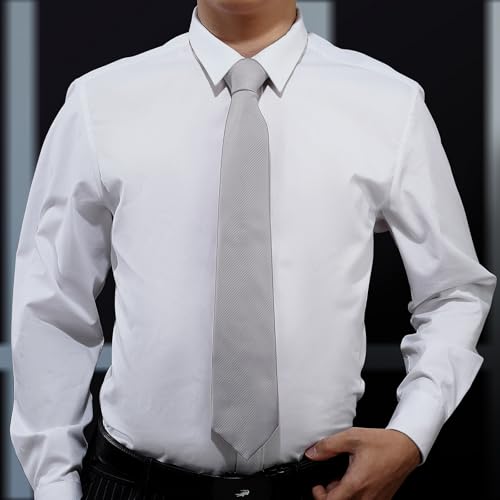 Image of KOOELLE Men's Ties Solid Pure Color Plain Neckties Formal Black Ties For Men