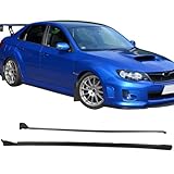 Side Skirts Compatible with 2008-2014 Subaru Impreza WRX STI, S206 Style Black PU Sideskirt Rocker Moulding Air Dam Chin Diffuser Bumper Lip Splitter by IKON MOTORSPORTS, 2009 2010 2011 2012 2013