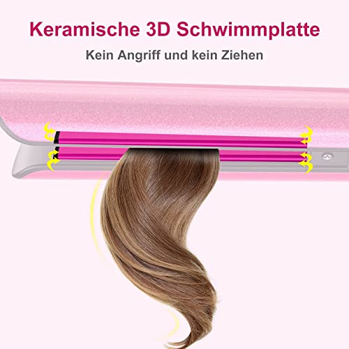 Foto von Glätteisen Locken und Glätten 2 in 1, GYCHEE Haarglätter mit Turmalin-Keramikbeschichtung 3D Schwimmplatten, LCD-Display 12 Temperatureinstellungen PTC Schnelle Erwärmung 120-230°C Hair Straightener