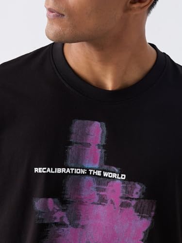 Image of Spykar Men's Oversized Round Neck Half Sleeve Solid Casual T-Shirt