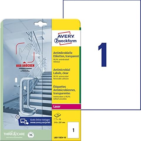 AVERY Zweckform L8011REV-10 selbstklebende Folie antibakteriell A4 10 Blatt Cover