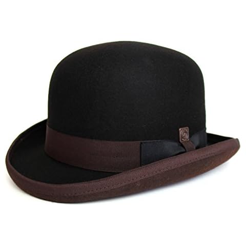 DASMARCA Brooke Black/Brown Derby Bowler Twotone Felt Hat - M Cover