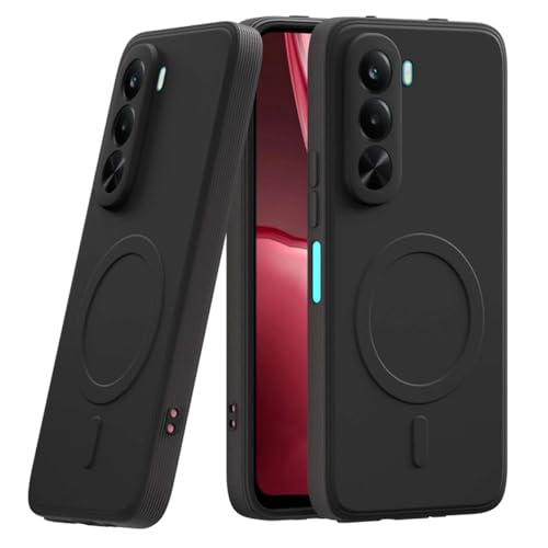 Image of Back Cover Compatible with Realme P4x 5G | MagFit Ring Design (Non-Magnetic) | Shockproof Case | Anti-Slip Grip | Raised Camera Edges | Slim Protective Case for Realme P4x 5G (Matte Black)
