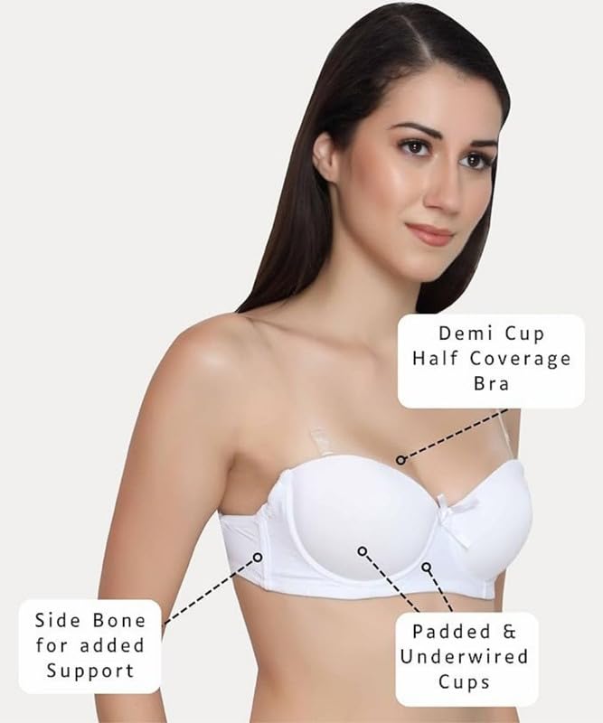 Image of Brachy Women's Polycotton Padded Underwire Strapless Bra Beige