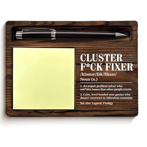 Funny Office Gift Thank You Gifts for Boss Leader Coworkers Cluster Fixer Definition Sticky Note Holder for Office Cubicle Desk Decor