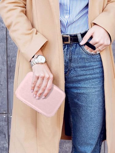 Image of Cortina Jewellery Organiser PU Leather Zipper | Portable Storage Box Case with Dividers | Container for Rings, Earrings, Necklace Home Organizer - Light Pink