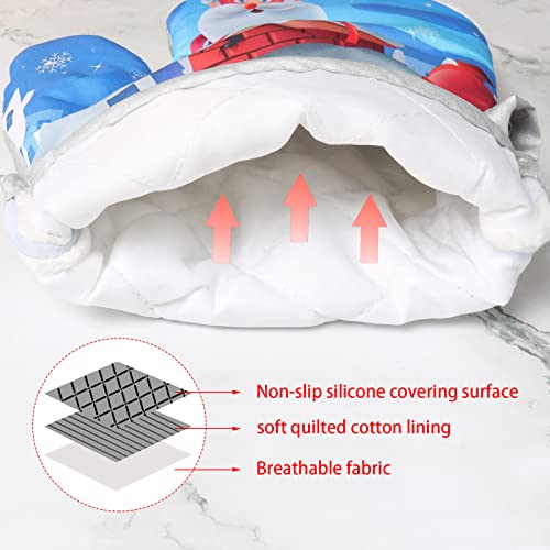 Lucleag 6 Pack Christmas Oven Mitts Potholders And Towels Set, Christmas Santa Oven Mitts Pot Holders Towels Heat Resistant Non-Slip Cooking Gloves Bbq Cooking Baking Grilling #TOP2