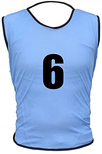 15 MESH BIBS FOOTBALL TRAINING SPORTS BIBS NUMBERED (1-15 OR number of your choice) Front/Back OR Front & Back (Sky (Front & Back), Kids (U 5's))