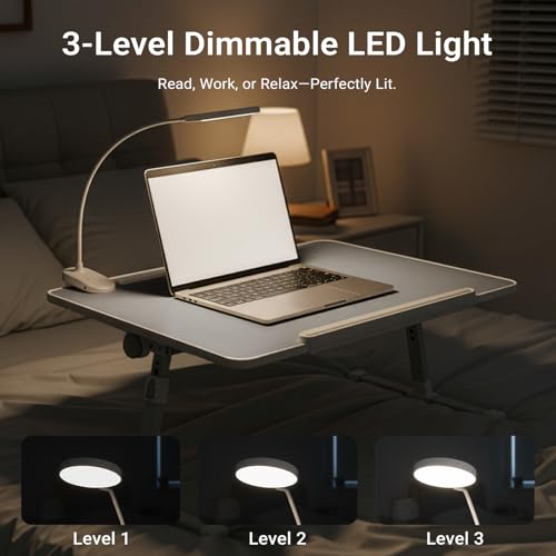 Image of iXTRA Adjustable Laptop Lap Desk with Cooling Fan USB Light for Adults