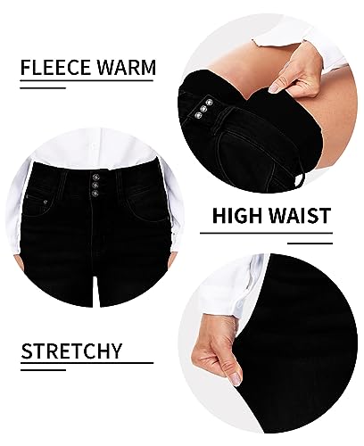 Qazel Vorrlon Women's Fleece Lined Jeans for Women Winter Warm Flannel Lined Jeans Womens High Waisted Skinny Stretch Pants4