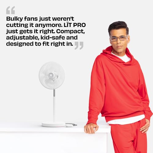 Image of NUUK LIT PRO All-Day Wireless Fan | Rechargeable | BLDC Motor | High Airflow | 6 Speed Settings + Wave Mode | Adjustable Height | Mood Light | Magnetic Remote