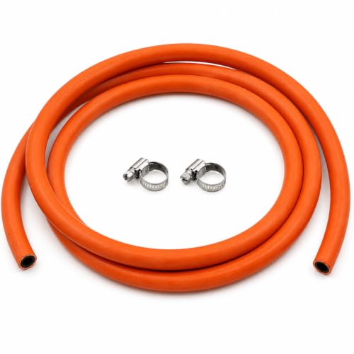 JD Brands LPG Gas Hose 8mm Internal Bore for Butane & Propane with 2 Hose Clips Ideal for BBQs Heaters & Outdoor Appliances