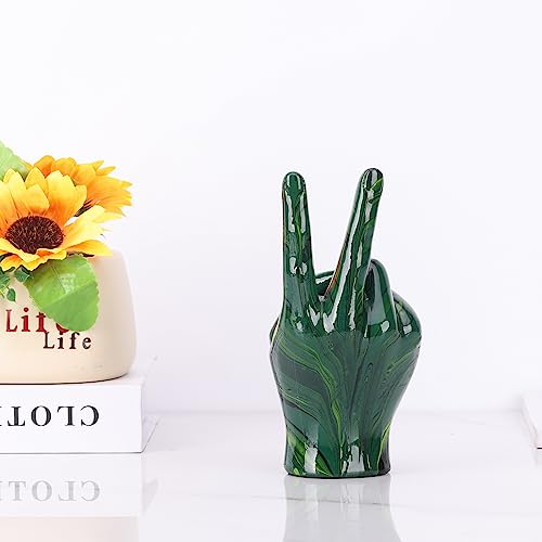 Estatua decorativa mano símbolo paz verde esmeralda miniatura 4