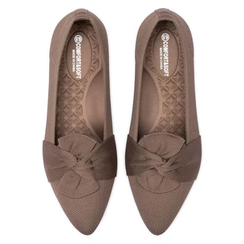 Image of Frank Mully Women's Casual Loafer Flats Slip On Loafer Shoes Comfortable Knit Flat Shoes Classics Pointy Toe Loafer Flats,for Work,Travel