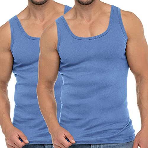 Celodoro Herren Business Tank Top (2er Pack) Achselhemd aus Baumwolle - Carolina Blue 3XL