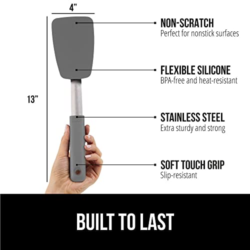 Gorilla Grip Nonstick Heat Resistant Bpa-Free Silicone Spatula, Non Scratch Flexible Head For Pans, Slip Resistant Soft Rubber Handle, Stainless Steel Kitchen Spatulas For Cooking, 13 Inch, Gray #TOP17