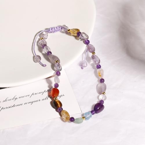 Image of 7 Chakra Crystals and Stones Anklet Irregular Tumbled Gems Beaded Ankle Bracelets for Women Spiritual Energy Meditation Yoga Healing Jewelry Mom's Gifts