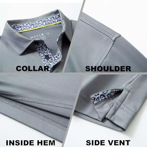 Image of Mens Polo Shirts Short and Long Sleeve Casual Solid Stylish Dry Fit Performance Designed Collared Golf Polo Shirts for Men