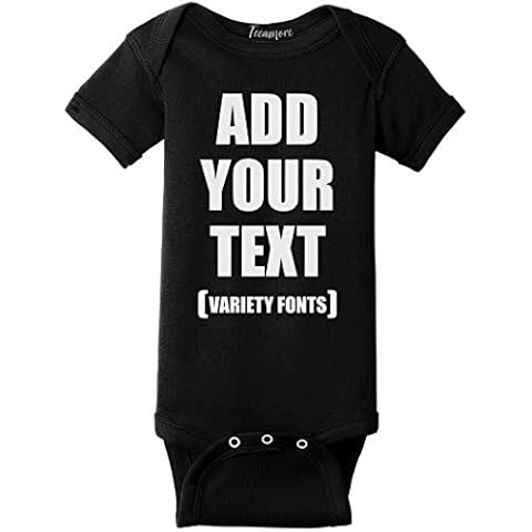 TEEAMORE Custom Baby Bodysuits Add Your Text for Baby Girl & Boy Personalized Bodysuit Black Cover