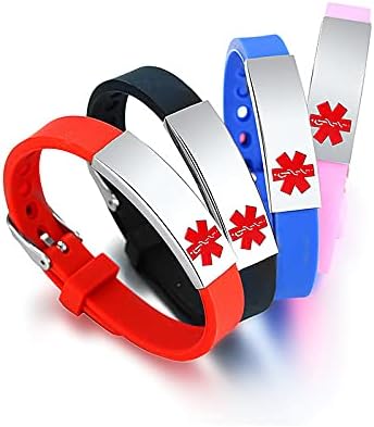 Miniatura 2 de Pulseras de alerta médica para hombres y mujeres, pulsera de identificación médica ajustable de silicona para llevar tu información médica de