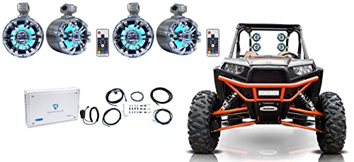 Rockville WB65KLS Silver Bundle 6.5" 300W Marine LED Speakers