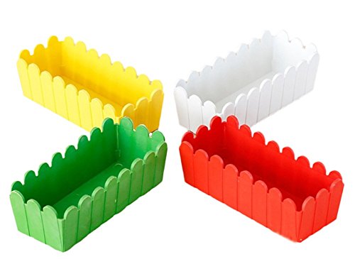 Preisvergleich Produktbild iTemer Blumentopf / Pflanztopf in Zaun-Optik, Kunststoff, Blumenkasten für Fensterbank, rechteckig, 19 x 8 x 6 cm, zufällige Farbauswahl