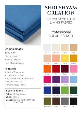 Image of Unstitched Cotton Astar /Lining /Cloth /Kapda Running into Meters for Suit,Sherwani,Kurti,Blouse /Choli,lehanga & Dress Materials(Available in 2,4,6 Meters Variation) (Dark Sky, 4 Meter)
