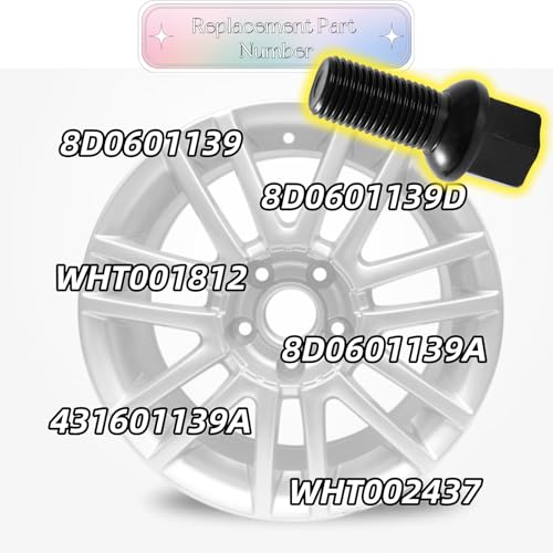 Image of 5 Pack 8D0601139D WHT002437 M14x1.5 Car Lug Nuts Wheel Lug Bolts | Compatible With Volkswagen /VW Golf Jetta Passat Beetle CC for Audi A3 A4 A5 A6 A7 Quattro A8 M14-1.5 Lug Bolts(Black)