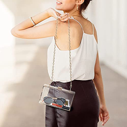 INOVERA Girls Transparent Evening Hand Clutch Women Party Wedding Purse Bag with Chain Strap - Image 5