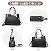 DORRISO Elegant Women Handbag Tote Bag Fashion Women Top Handle Bag with Ribbon Classic Texture Shoulder Bag for Travel Date Shopping Casual Work Daily Ladies PU Leather Satchel Bag Black #5