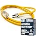 6-ft 12/3 Heavy Duty Lighted SJTW Indoor/Outdoor Extension Cord by Watt's Wire - Short Yellow 6' 12-Gauge Grounded 15-Amp Three-Prong Power-Cord (6 foot 12-Awg)