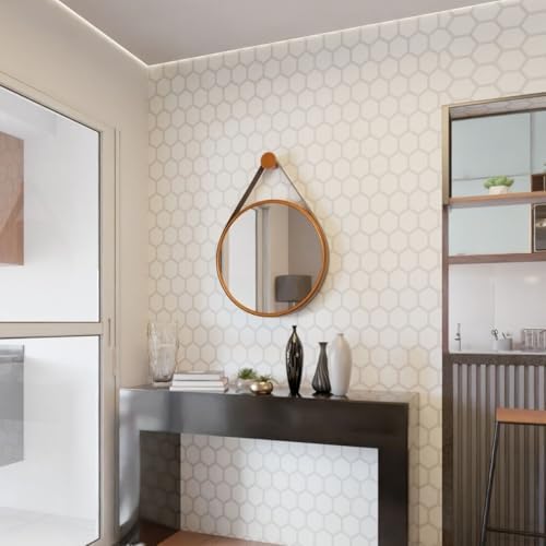 Espelho Decorativo Redondo 60cm Estrutura Alumínio com Cinto de C...