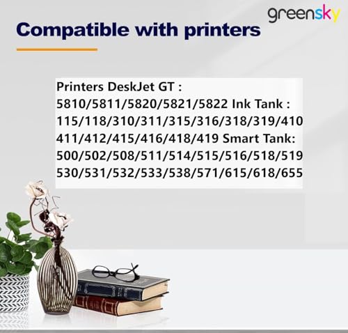 Image of Compatible Inkjet Refill Ink for HP Ink Tank GT53xl Black Ink Bottle Series Replacement Ink for HP 310,315,319,410,415,419,450,510,550,610,GT5810 GT5820,GT5811 Printer (Black 135ml 2pc)