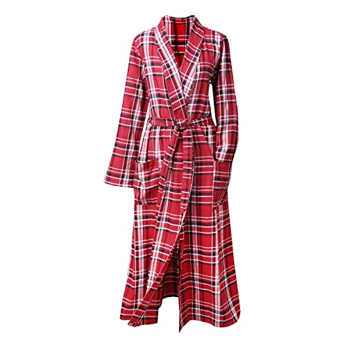 Metropolitan Womens Plaid Flannel Robe - Lightweight Shawl Collar Bathrobe - Red, Xl #TOP3