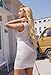 GOKATOSAU Women's Summer Sleeveless Round Neck Mesh Full Ruched Bodycon Mini Dress White
