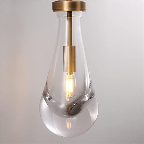 Miniatura 8 de Aplique de Pared de Latón, Sombra de Vidrio Moderna en Forma de Gota de Lluvia, Bombilla LED Regulable E12, Se Adapta a Baño, Cambiador, Sala de