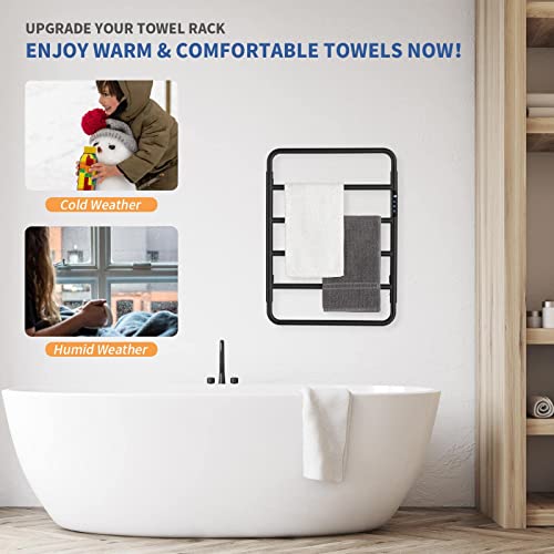 Ssww Towel Warmer Heated Towel Rack Wall Mounted, Stainless Steel Towel Heater For Bathroom 6 Bar Matte Black #TOP4